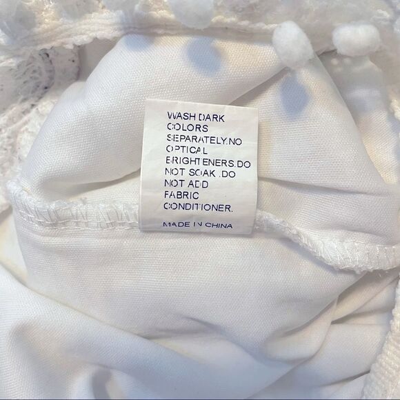 Lace Embroidered Short Sleeve Pom Pom Blouse White Coquette - Picture 8 of 10